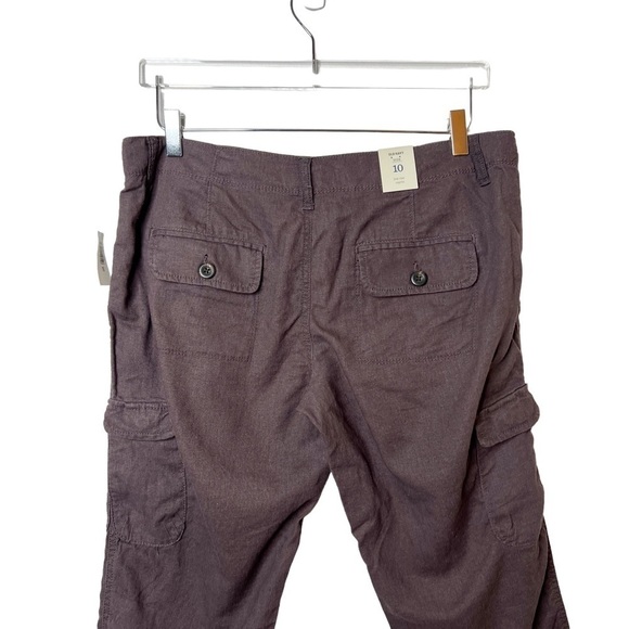 NWT Old Navy Y2K Brown Linen Low Rise Cargo Utility Capri Women’s Pants Sz 10 - Picture 9 of 11